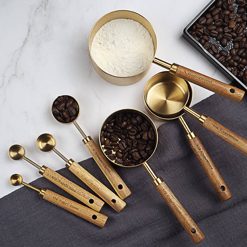 4/8pcs Wooden Gold Measuring C - Kitchen Gadgets Gold review and price